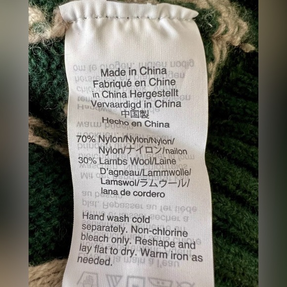 J Crew Mercantile Sweater Mens Medium Lambs Wool Blend 1/4 Zip Green Mock Neck - Picture 6 of 7